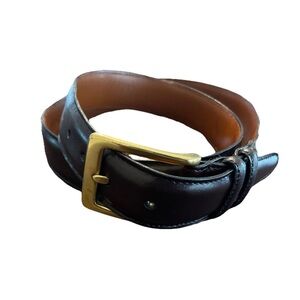 Johnston & Murphy Men's Belt Size 36 Brown European Tanned Cowhide Brass Buckle
